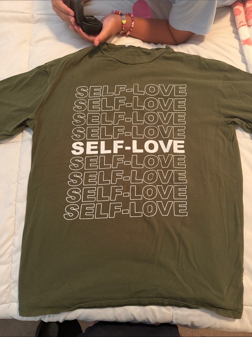 Fashion Nova Olive Green Tee with White Label